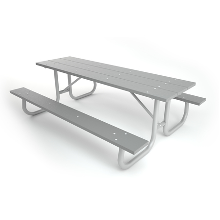 FROG FURNISHINGS Gray 8' Galvanized Frame Table with Galvanized Frame PB 8GRAGFPIC